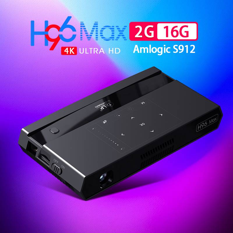 2019 Newest Portable Projector H96 Max 4K 3D Full HD Smart DLP Mini Projector 